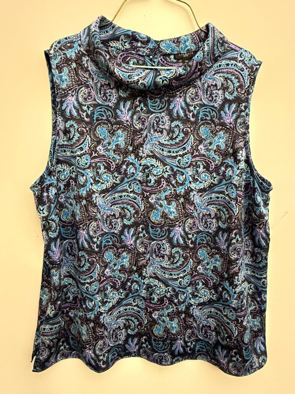 Paisley Sleeveless Dressy Tank Top with Collar - Talbots Petite Size 14P